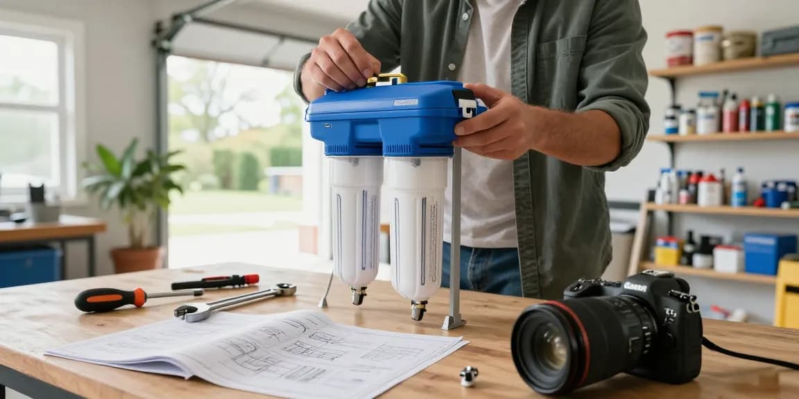 Installing the Waterdrop Spin Down Sediment Filter Bracket in a well-lit home workshop setting to enhance water filtration systems.