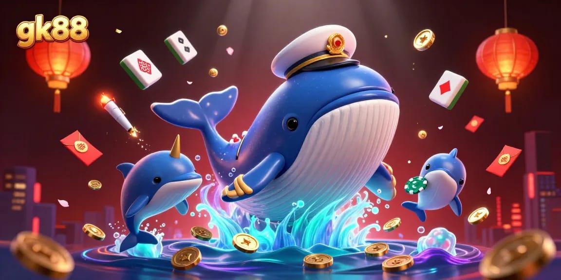 Capture thrilling moments at gk88 as whales and dolphins celebrate with casino treasures.