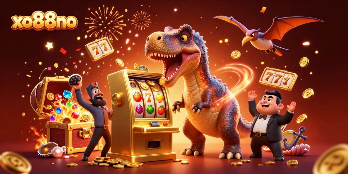 Experience the excitement of xo88no as dinosaurs win jackpots at a vibrant casino!