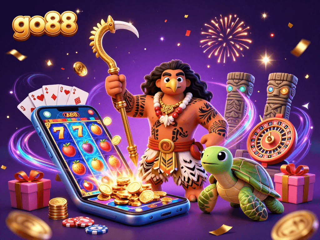 Experience engaging gameplay at go88 with vibrant characters and festive casino elements.