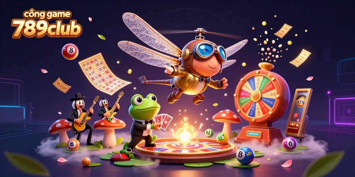 Experience the excitement at cổng game 789club with vibrant lottery and casino elements in a dynamic 3D scene.