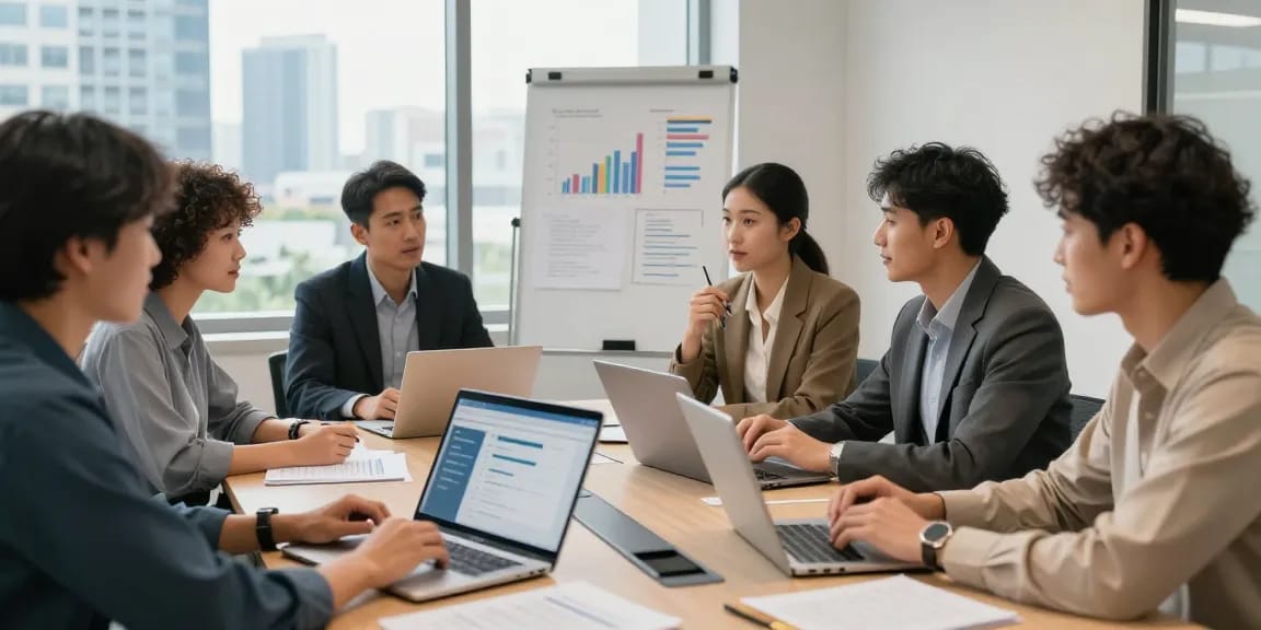 Best payment gateway for business startup team collaborating in a modern office setting.