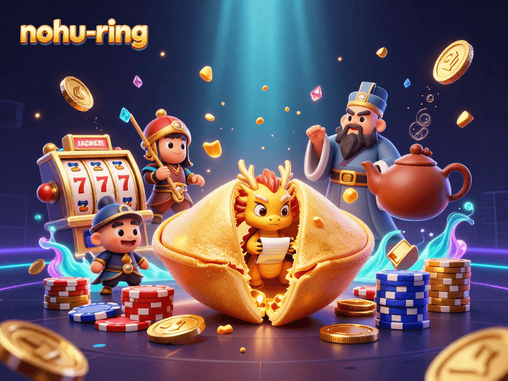 Engage with nohu-ring's exciting gameplay, showcasing a colorful slot environment with dynamic characters.