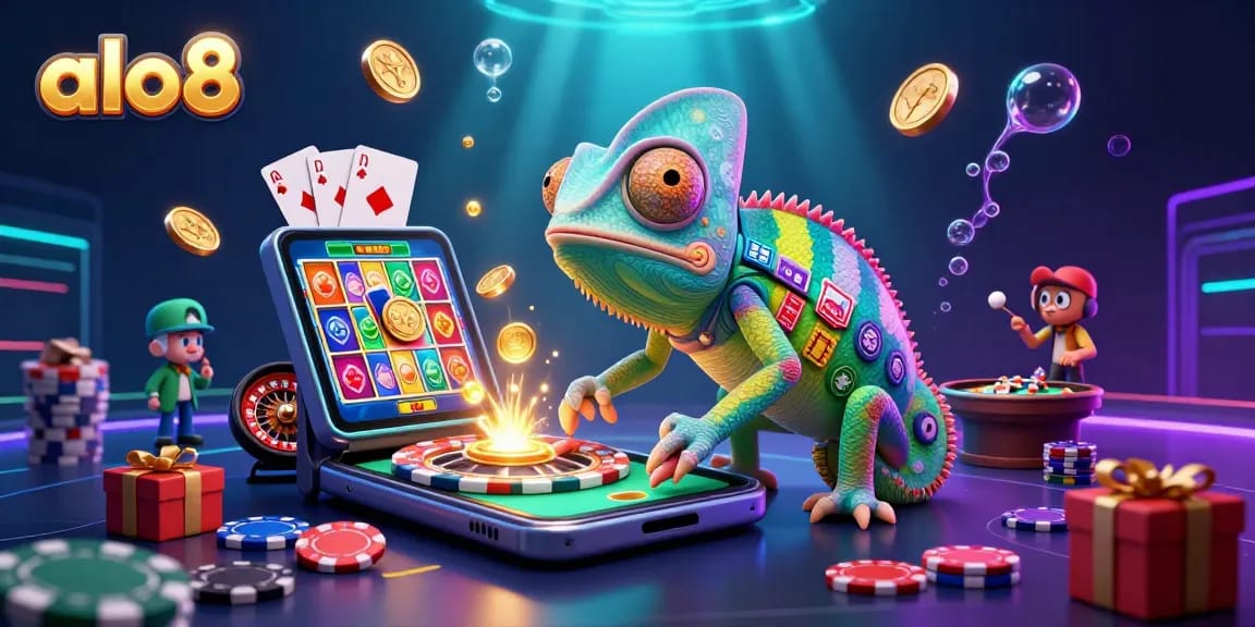 Experience thrilling gameplay at alo8 with vibrant slots, golden coins, and a lively casino ambiance.