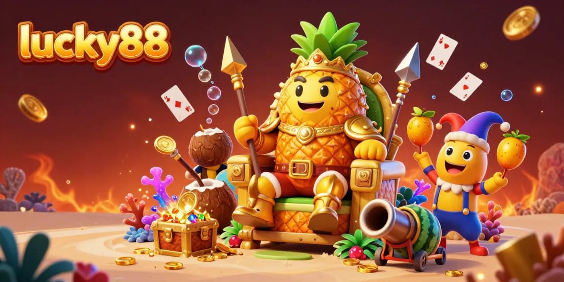 Experience thrilling wins with lucky88 in this vibrant casino adventure illustration featuring dynamic game elements.