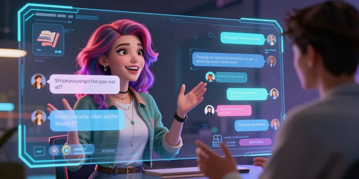 Dynamic virtual chat interaction with a stylish AI character, showcasing the engaging world of sluts ai.