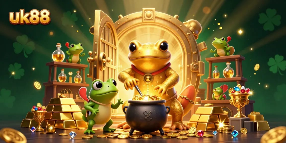 Experience thrilling gaming adventures with uk88 as golden elements abound in this vibrant casino scene.