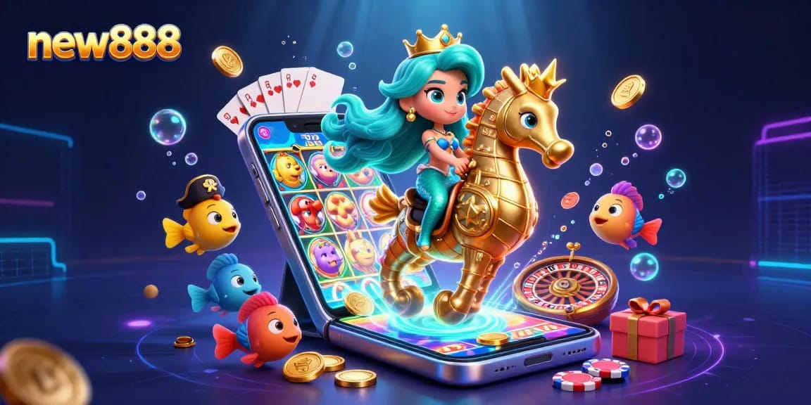 Win big with new888 in an exciting underwater casino adventure featuring vibrant characters and games.
