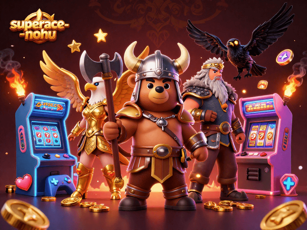 Engage with superace-nohu's thrilling gameplay as the Viking bear and Valkyrie eagle unveil bonus features.