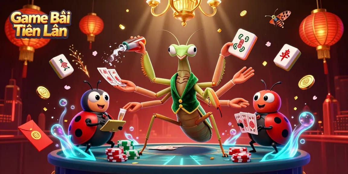Engage in Game Bài Tiến Lên with vibrant characters and dynamic casino elements.