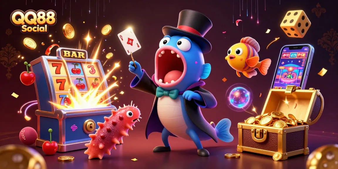 Experience QQ88 Social's electrifying casino atmosphere with a magical underwater gambling adventure.