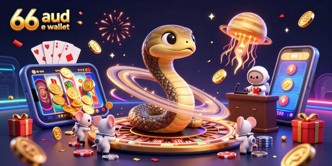 Engage with 66 aud e wallet's dynamic slots experience in this vibrant cosmic casino scene.