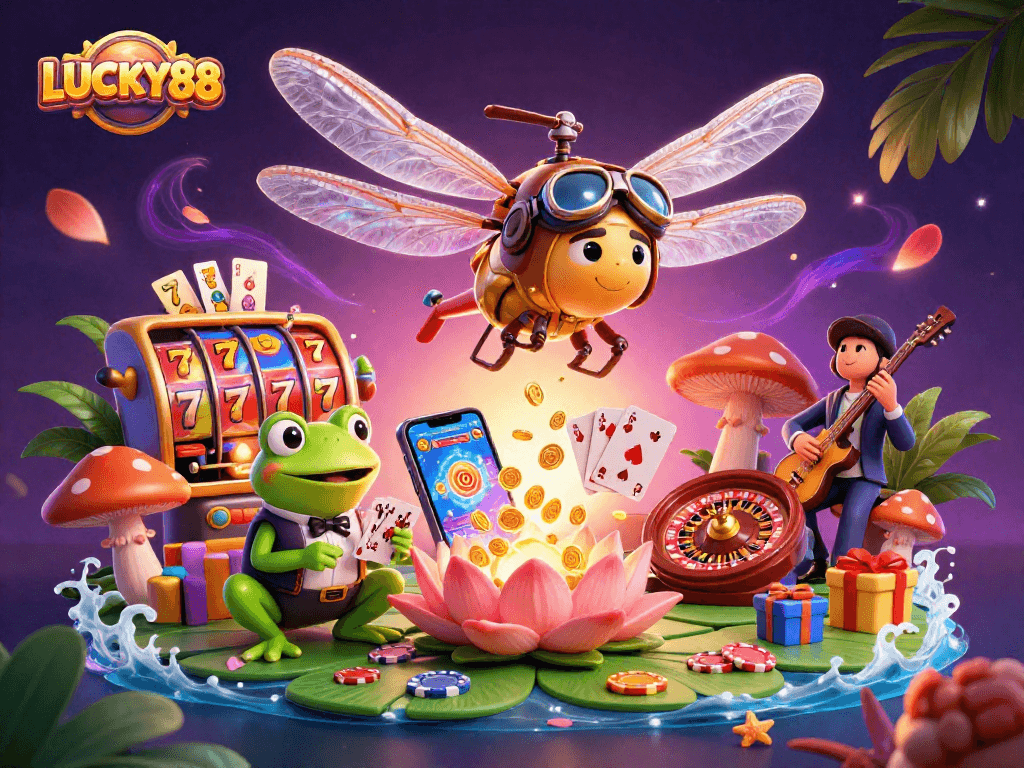 LUCKY88 enhances the gaming experience with vibrant casino characters and dynamic elements.