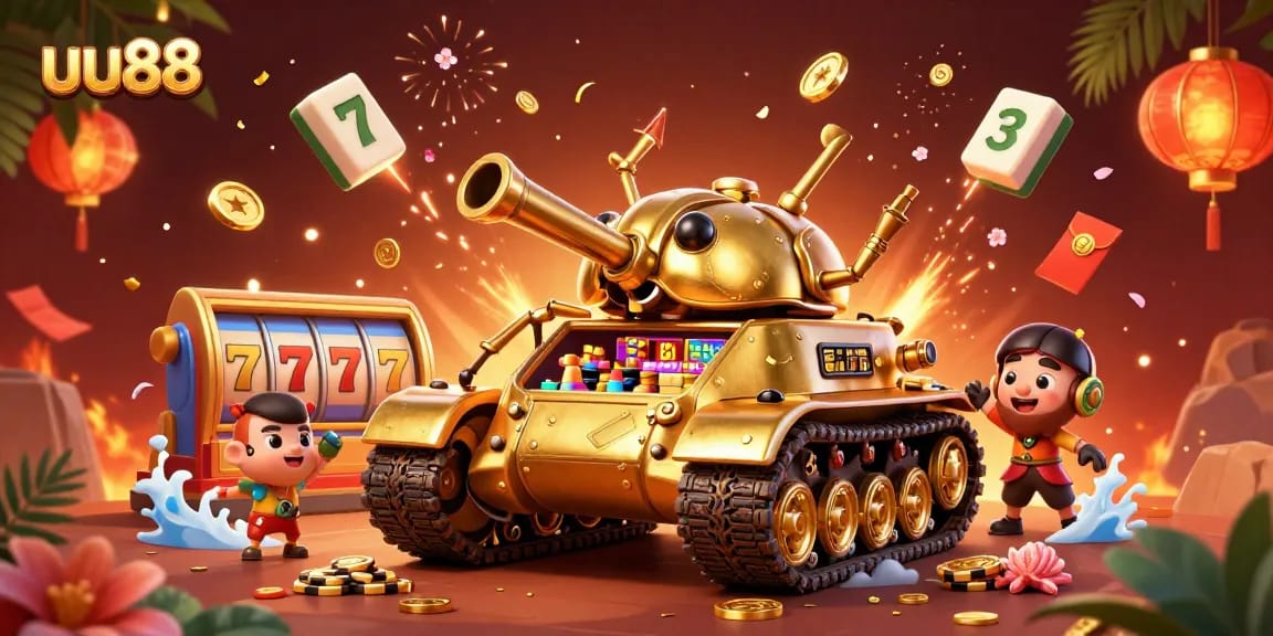 Experience the vibrant excitement of uu88 with a captivating 3D casino scene featuring dynamic gaming elements.