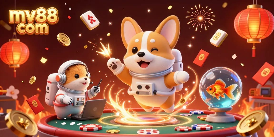 Experience joyful gambling with mv88 com in a vibrant casino scene featuring unique characters and dynamic game elements.