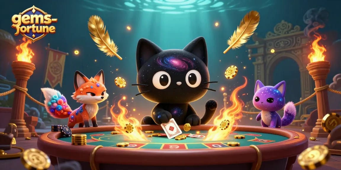 Enhance your gems-fortune skills while engaging with vibrant casino characters amidst cosmic energy.