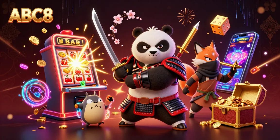 Experience thrilling gameplay with ABC8 as cartoon characters engage in vibrant casino action.