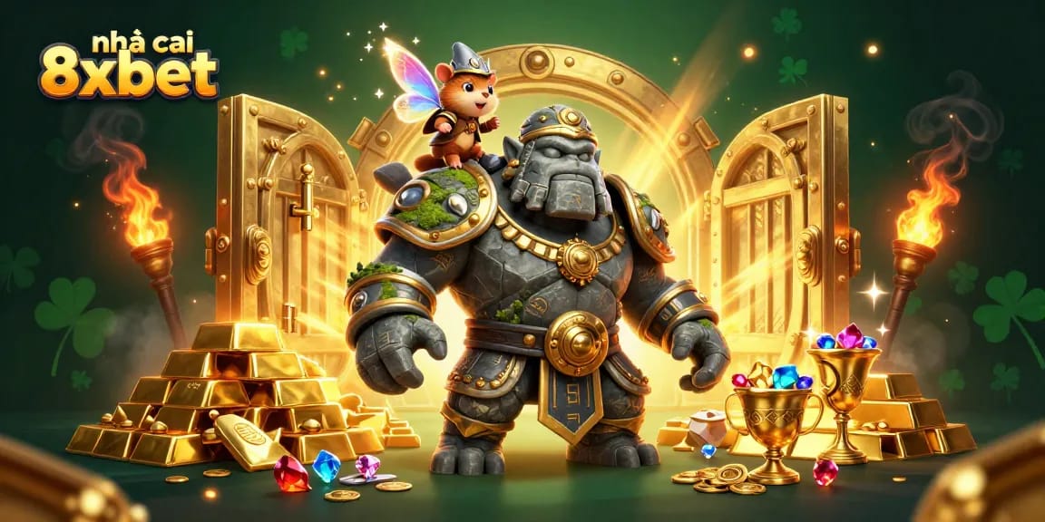 Experience thrilling gameplay at nhà cái 8xbet with a vibrant 3D scene filled with magical elements.