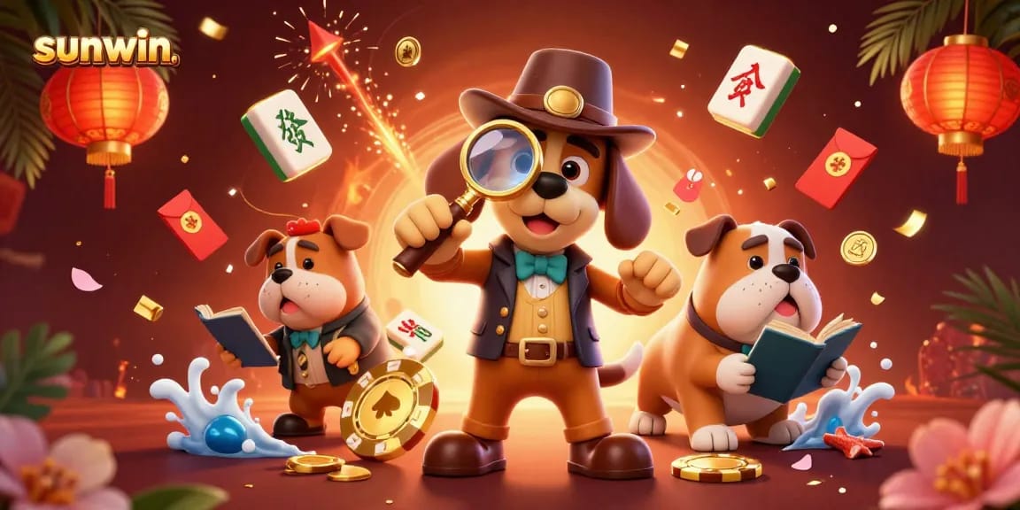 Engage in thrilling poker action at sunwin with a playful detective scene full of vibrant casino elements.