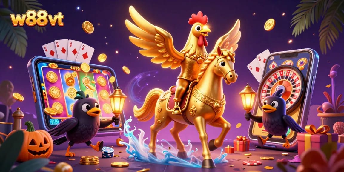 Cá cược hấp dẫn tại w88 vt với hình ảnh biểu tượng và trò chơi đa dạng trong casino.