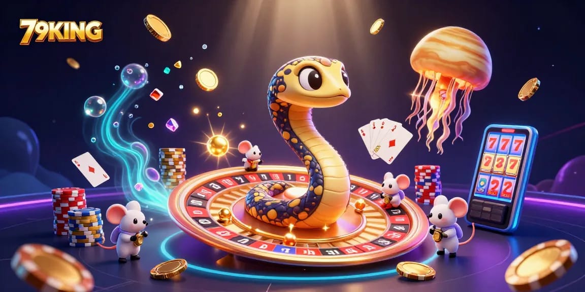 Experience thrilling betting with 79KING: a dynamic scene with cosmic casino elements.