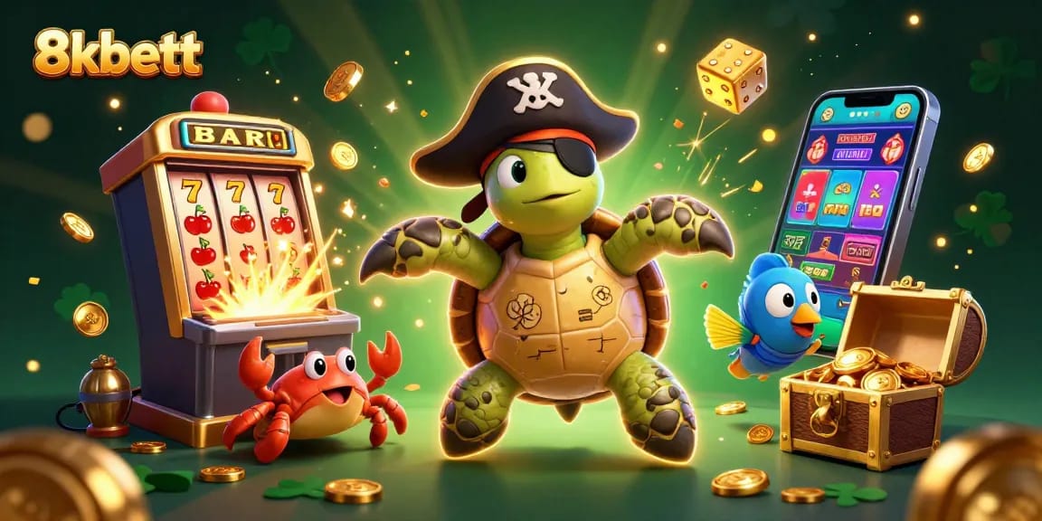 Experience the thrill of 8xbett as characters celebrate a jackpot amidst vibrant casino elements.