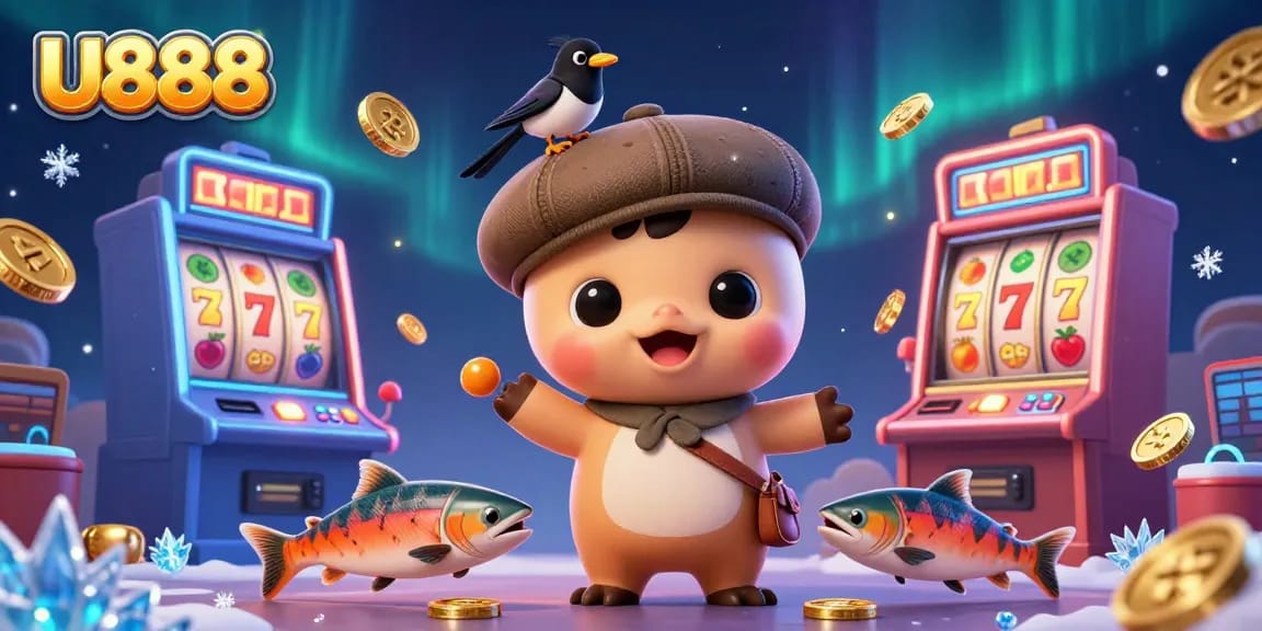 Experience the excitement of U888 casino with colorful slots and playful characters.
