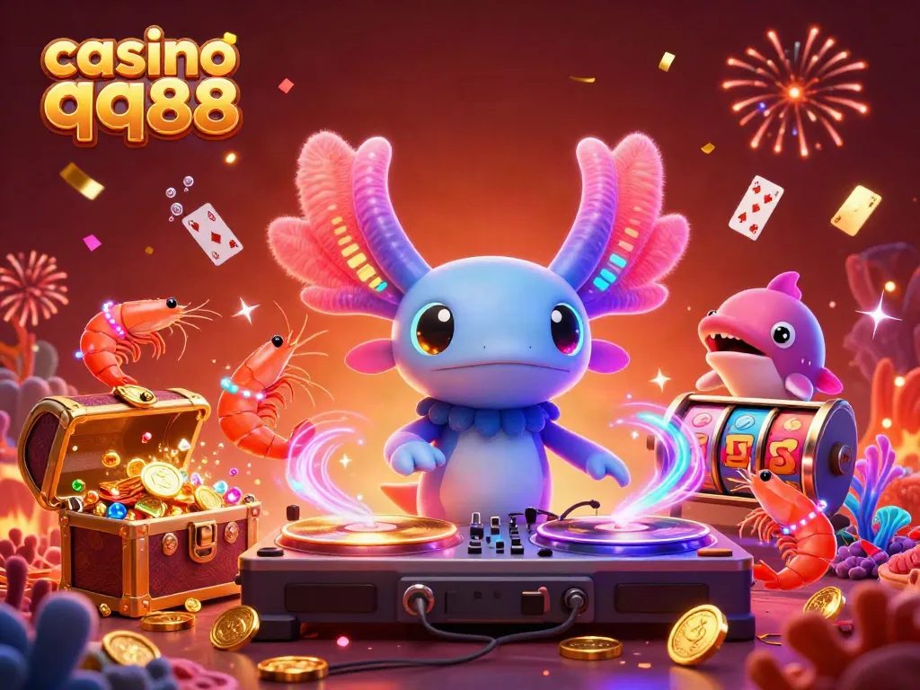 Experience excitement at casino qq88 with vibrant underwater characters and casino-themed elements.