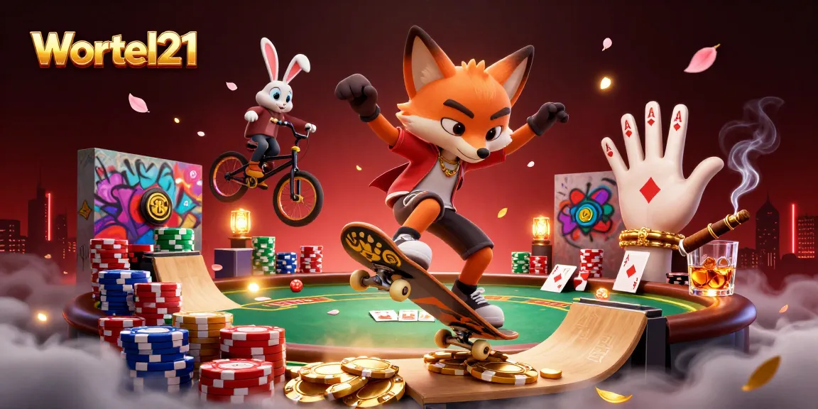 Wortel21 showcases a dynamic casino scene with 3D fox and rabbit characters excitedly gambling.