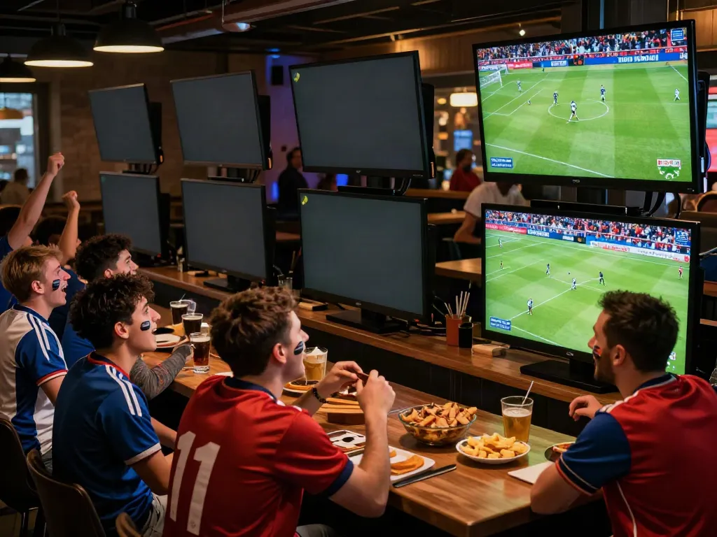 The energetic atmosphere at the sports bar as fans cheer for their teams on Xoilactv.