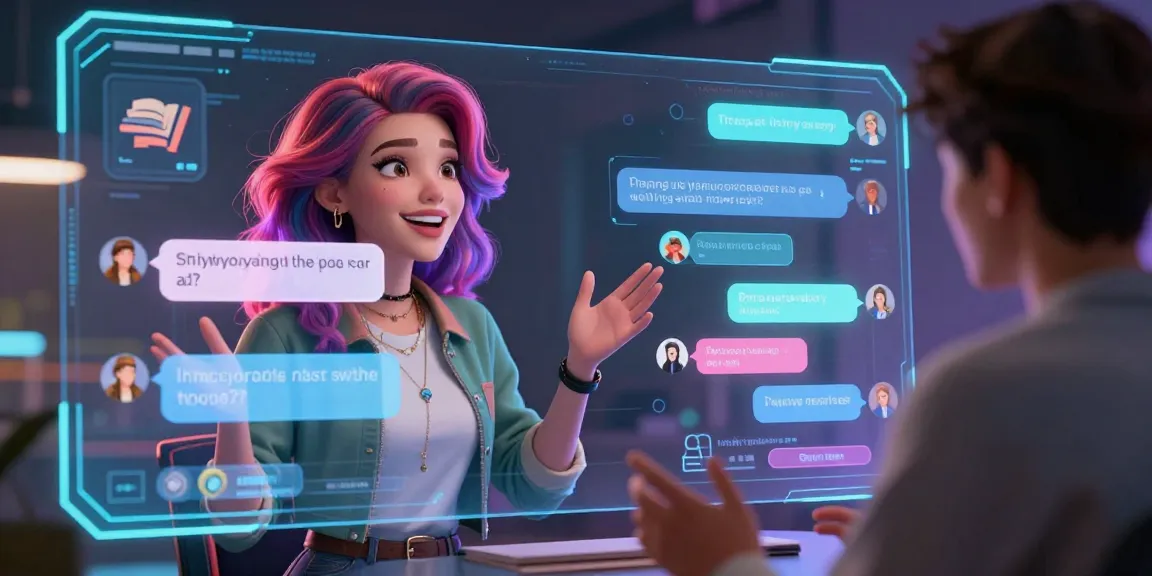 Dynamic virtual chat interaction with a stylish AI character, showcasing the engaging world of sluts ai.