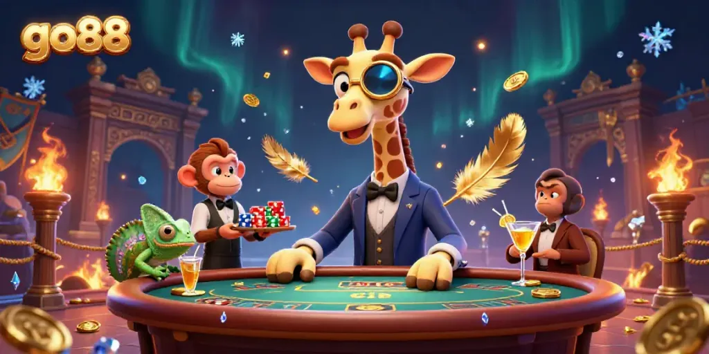 Experience thrilling gaming at go88 with vibrant characters in an exhilarating 3D casino scene.