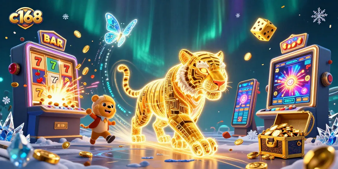 Spin and win at C168's dynamic casino with vivid golden tiger and jackpot thrills!