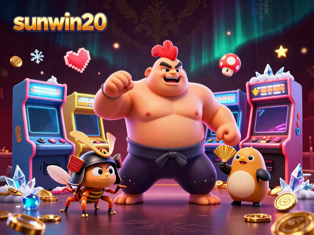 Experience the excitement of sunwin20 with vibrant 3D casino art featuring dynamic characters.