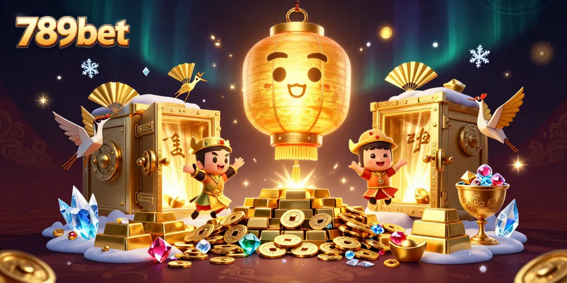 Experience winning with 789bet's dynamic golden lantern spirit and casino treasures swirling around.