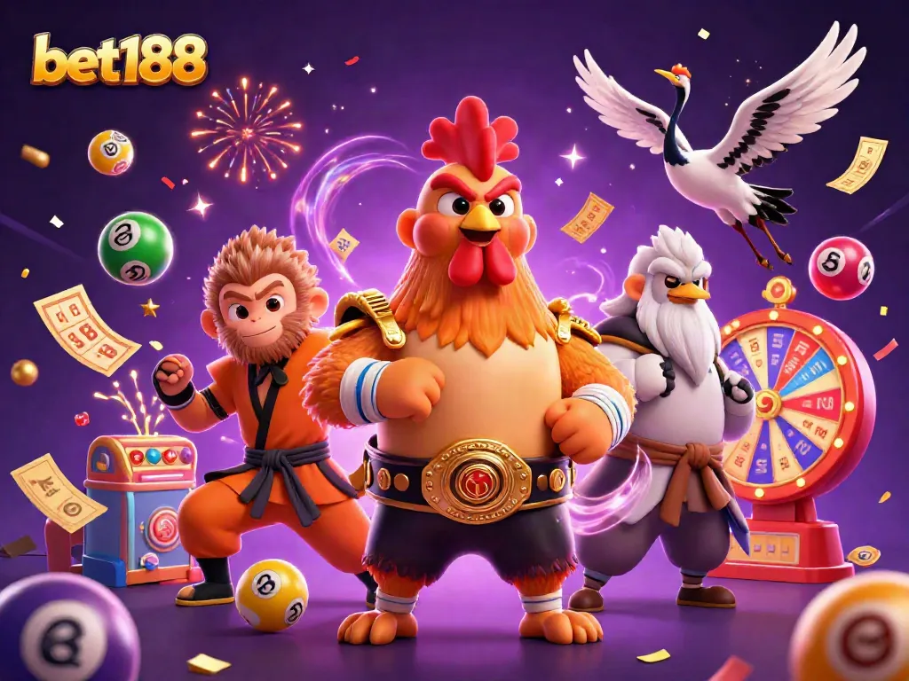 Experience thrilling gaming elements as bet188 champions compete in a vibrant 3D illustration.