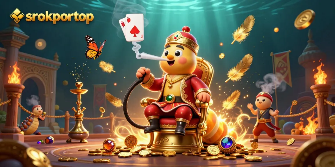srokportop depicts an imaginative casino scene with characters and elements combining gambling themes and whimsical features.