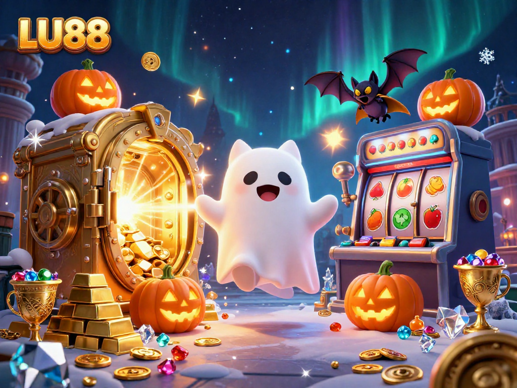 Engage with LU88's vibrant gaming experience featuring ghostly characters and treasure.