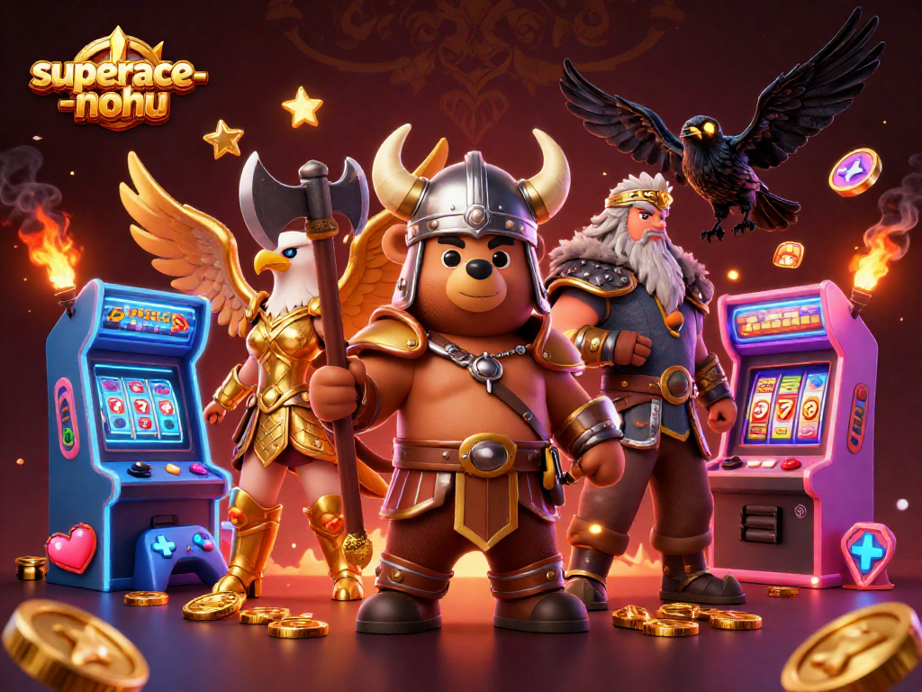 Engage with superace-nohu's thrilling gameplay as the Viking bear and Valkyrie eagle unveil bonus features.