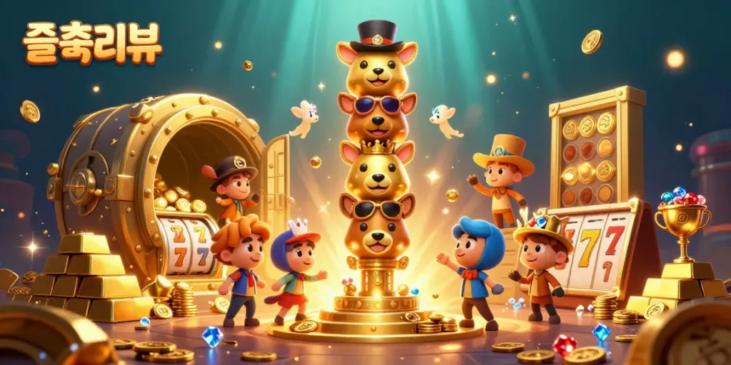 Experience 슬롯리뷰 through dynamic slot reels and a golden totem illuminating the casino spirit.