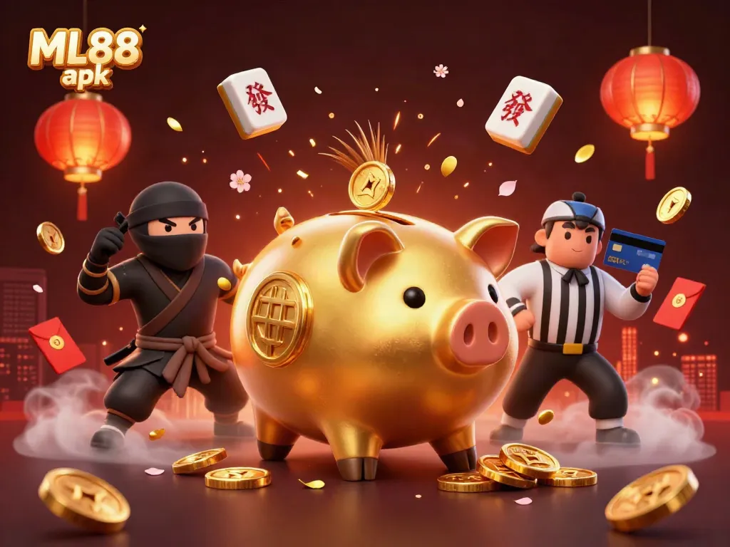 Experience excitement with the ML88 apk showcased in a dynamic 3D casino scene featuring vibrant characters and elements.
