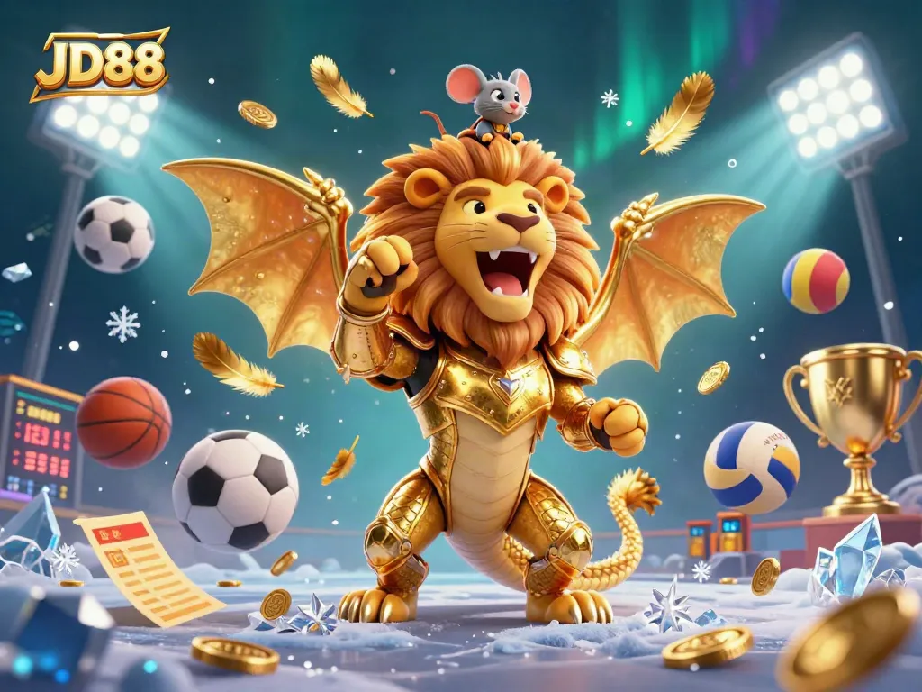 Experience JD88's thrilling gaming adventure with a roaring chimera and dynamic sports elements!