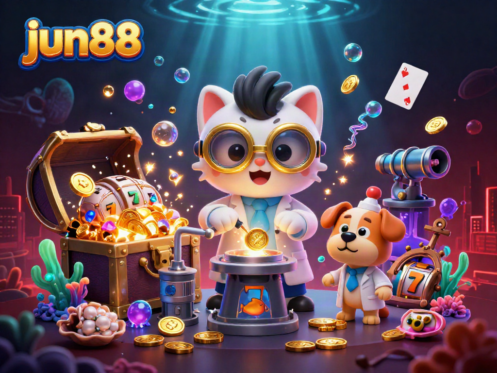 Join the excitement of jun88 with a vibrant 3D casino scene full of gold coins and dynamic game elements.