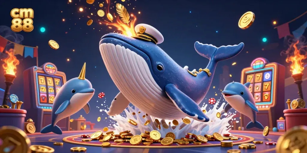 Engage with cm 88 at an electrifying casino scene featuring whales, narwhals, and playful dolphins.