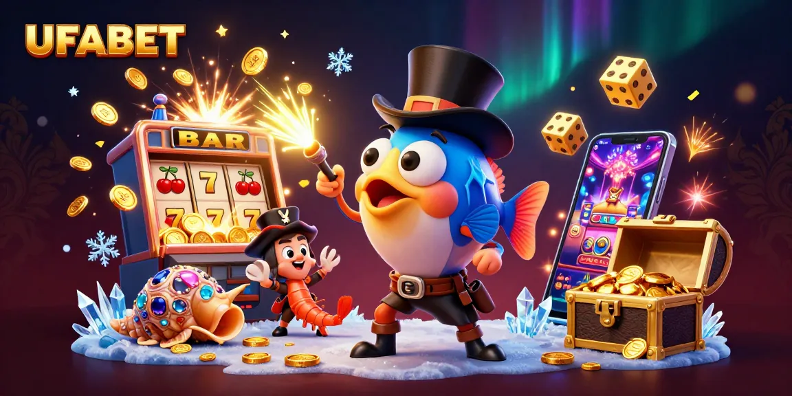 Experience excitement at UFABET with a vibrant underwater casino scene featuring enchanting characters and festive gaming elements.