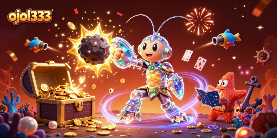 Engage in thrilling fun with ojol333: a vibrant scene of a galactic samurai and underwater treasures.