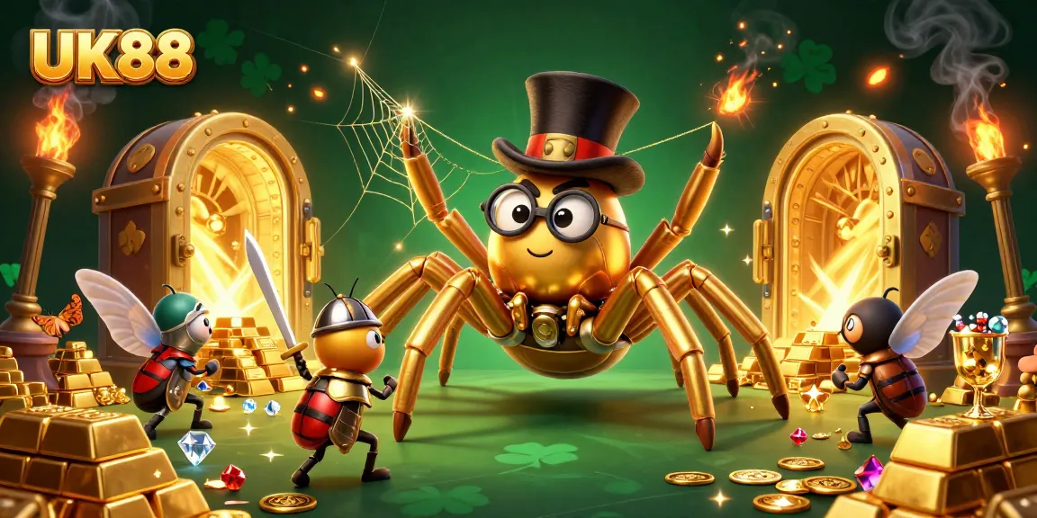 Experience thrilling gameplay at UK88 with a vibrant casino scene filled with treasures and characters.