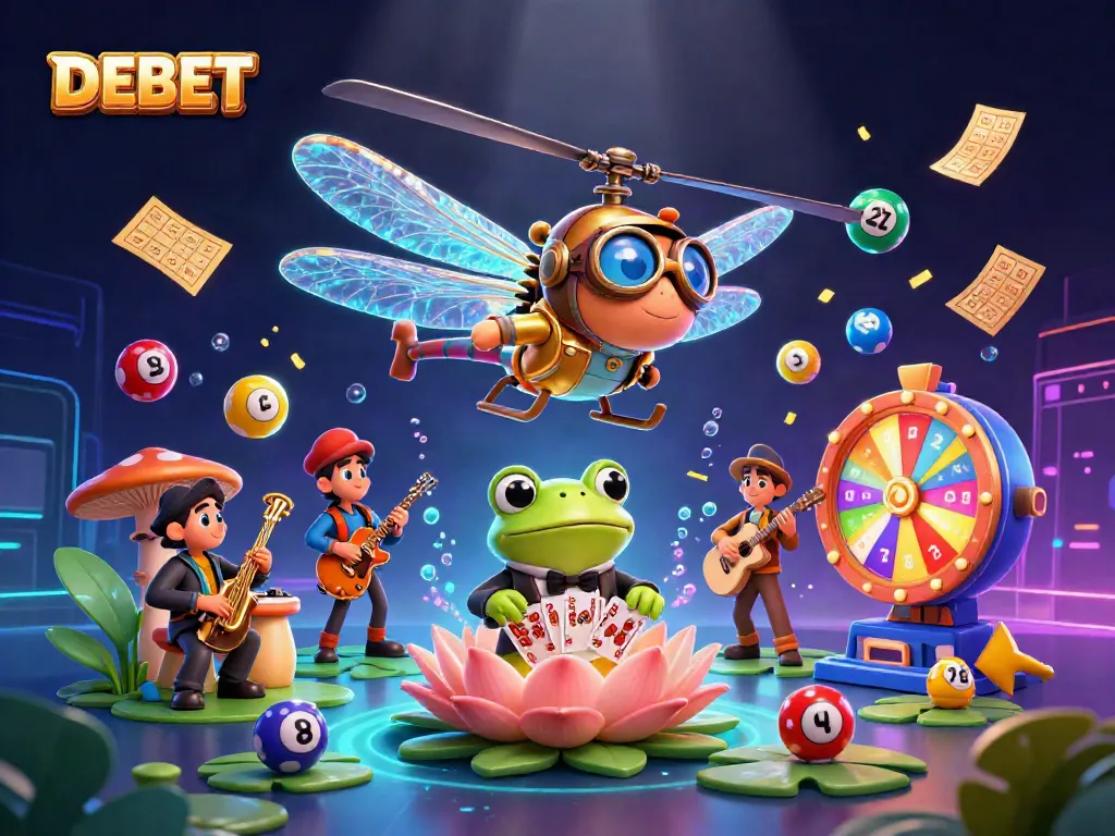 Engage with DEBET's vibrant casino world featuring thrilling games and characters.