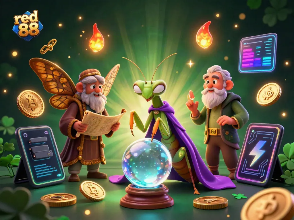 Experience exciting gaming at red 88 with a vibrant 3D casino atmosphere showcasing fortune tellers and cryptocurrency elements.