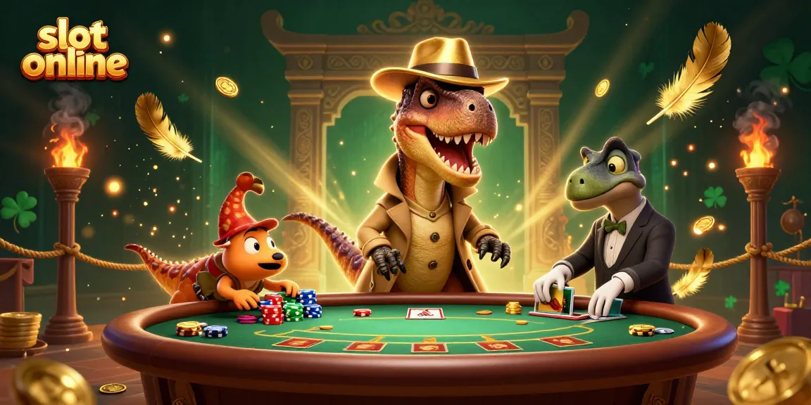 Mengaktifkan permainan slot online dengan velociraptor dan stegosaurus di kasino kartun yang seru.